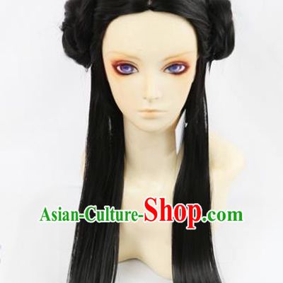 Chinese Traditional Cosplay Princess Hair Wigs Ancient Female Swordsman Wig Sheath Hair Accessories for Women