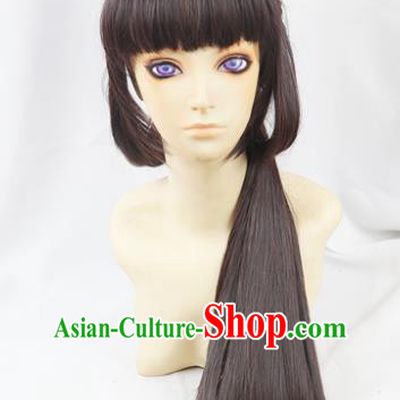Chinese Traditional Cosplay Fairy Brown Hair Wigs Ancient Female Swordsman Wig Sheath Hair Accessories for Women