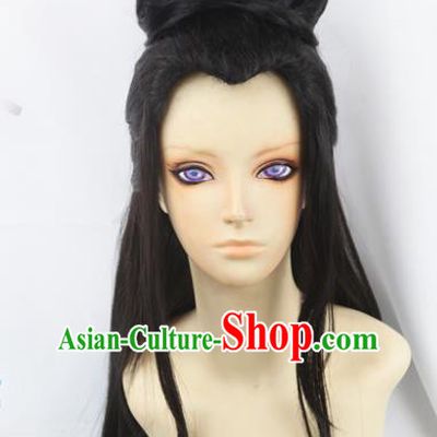 Chinese Traditional Cosplay Knight Wigs Ancient Female Swordsman Wig Sheath Hair Accessories for Women