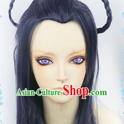 Chinese Traditional Cosplay Knight Braid Wigs Ancient Female Swordsman Wig Sheath Hair Accessories for Women