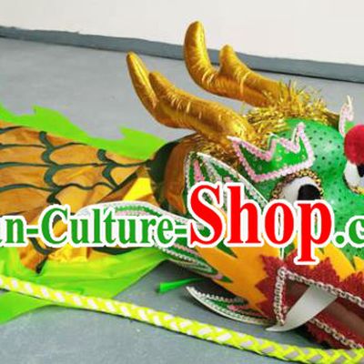 Chinese Folk Dance Dragon Dance Competition Green Dragon Head Traditional Dragon Dance Prop for Adult