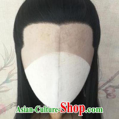 Traditional Chinese Cosplay Game Prince Black Wigs Ancient Swordsman Wig Sheath Hair Accessories for Men