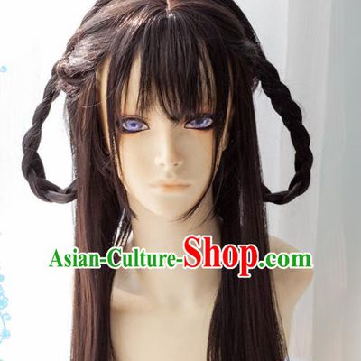 Chinese Traditional Cosplay Peri Princess Wigs Ancient Swordswoman Wig Sheath Hair Accessories for Women