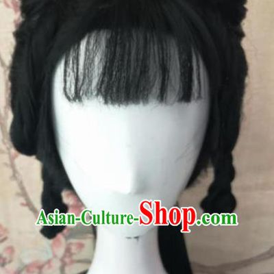 Chinese Traditional Cosplay Dragon Oath Kang Min Wigs Ancient Female Swordsman Wig Sheath Hair Accessories for Women