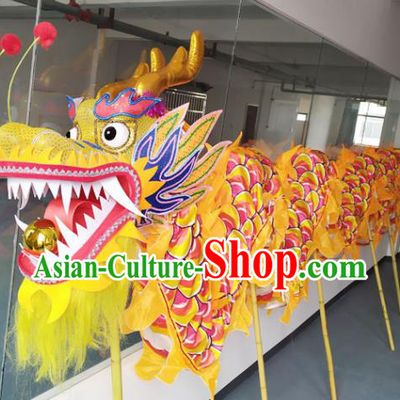 Chinese New Year Dragon Dance Competition Yellow Dragon Head Traditional Dragon Dance Prop Complete Set for Adult