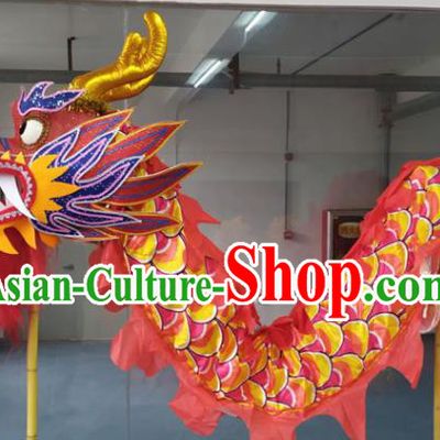 Chinese Lantern Festival Dragon Dance Competition Red Dragon Head Traditional Dragon Dance Prop Complete Set for Adult