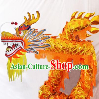 Chinese New Year Dragon Dance Competition Yellow Dragon Head Traditional Dragon Dance Prop Complete Set for Adult