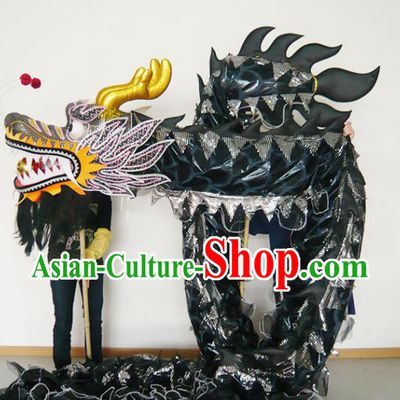 Chinese New Year Dragon Dance Competition Black Dragon Head Traditional Dragon Dance Prop Complete Set for Adult
