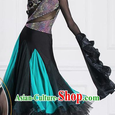 Top Grade Waltz Dance Black Dress Ballroom Dance Modern Dance International Dance Costume for Women