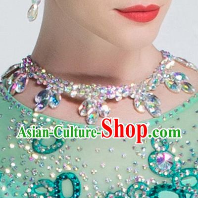 Top Grade Latin Dance Competition Crystal Necklet Accessories International Ballroom Dance Necklace for Women