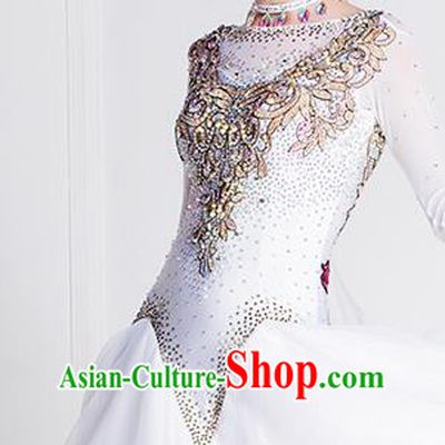 Top Grade International Waltz Dance White Dress Ballroom Dance Modern Dance Costume for Women