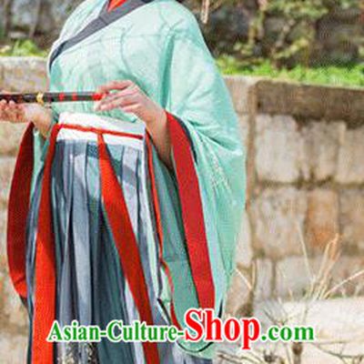 Traditional Chinese Jin Dynasty Imperial Consort Embroidered Green Dress Ancient Hanfu Court Replica Costumes for Women