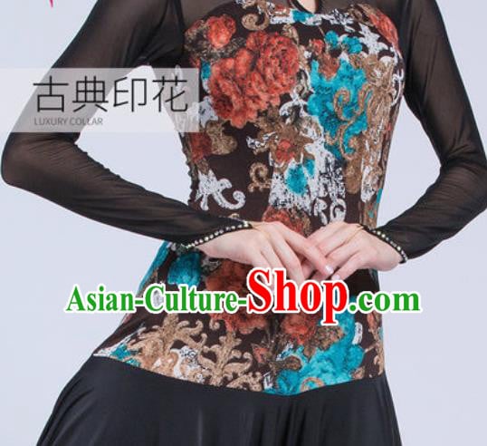 Professional Modern Dance Black Dress Ballroom Dance International Waltz Competition Costume for Women