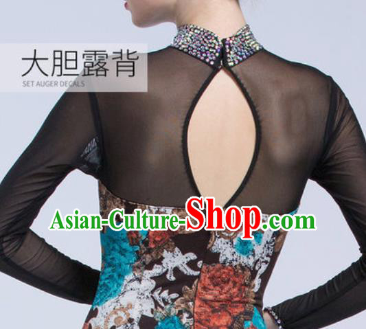 Professional Modern Dance Black Dress Ballroom Dance International Waltz Competition Costume for Women