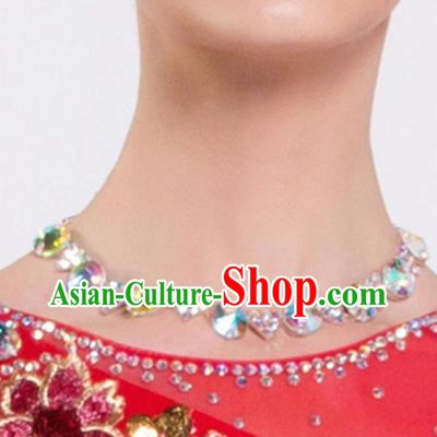 Handmade Latin Dance Competition Necklace International Rumba Dance Crystal Accessories for Women