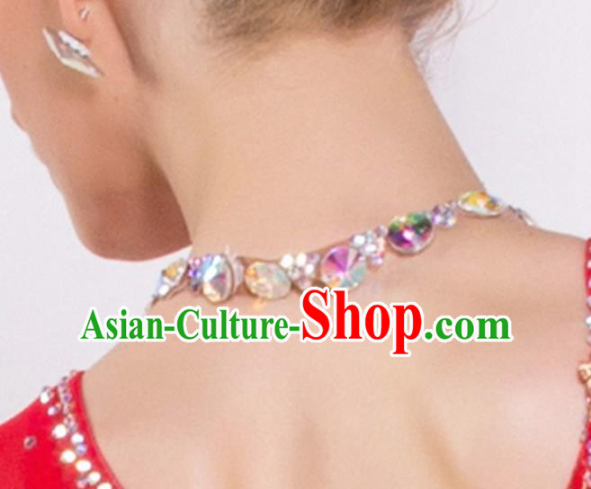 Handmade Latin Dance Competition Necklace International Rumba Dance Crystal Accessories for Women Handmade Latin Dance Competition Necklace International Rumba Dance Crystal Accessories for Women