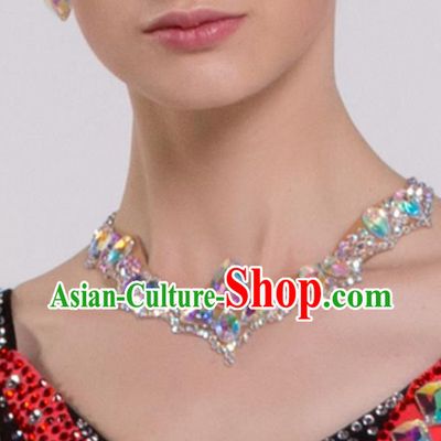 Handmade Latin Dance Competition Crystal Necklace International Rumba Dance Accessories for Women