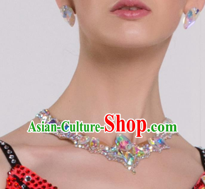 Handmade Latin Dance Competition Crystal Necklace International Rumba Dance Accessories for Women Handmade Latin Dance Competition Crystal Necklace International Rumba Dance Accessories for Women