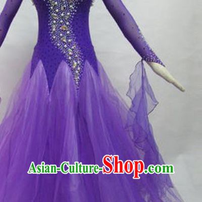 Professional Waltz Competition Modern Dance Purple Dress Ballroom Dance International Dance Costume for Women
