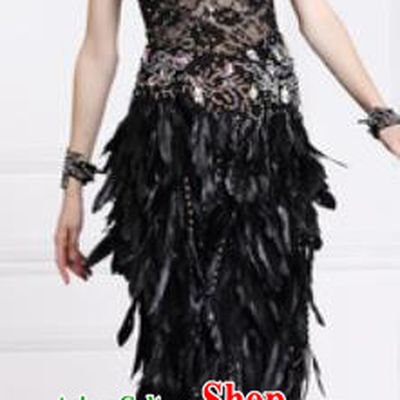 Professional Latin Dance Cha Cha Black Feather Lace Dress Modern Dance International Samba Dance Competition Costume for Women