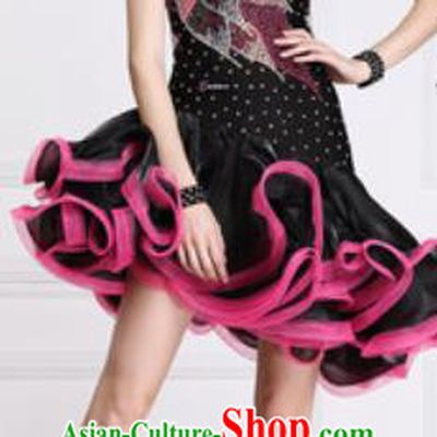 Professional Latin Dance Cha Cha Black Bubble Dress Modern Dance International Samba Dance Competition Costume for Women