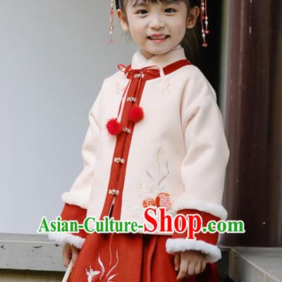Chinese National Girls Costume Traditional New Year Tang Suit for Kids