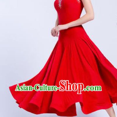 Top Grade Modern Dance Red Dress Ballroom Dance International Waltz Competition Costume for Women