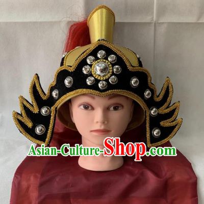 Chinese Beijing Opera Takefu Hat Traditional Peking Opera Soldier Helmet Headwear for Men