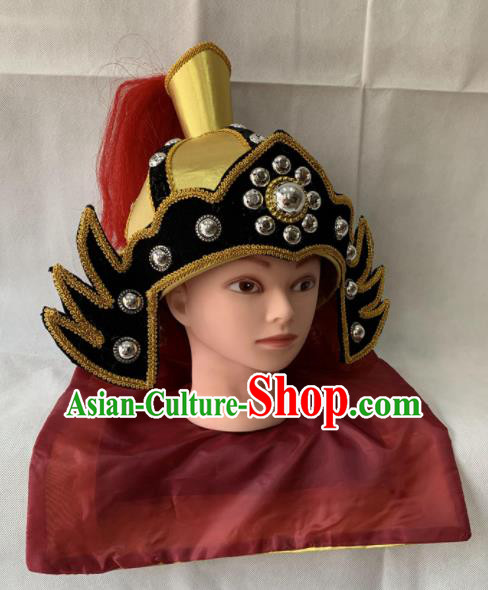 Chinese Beijing Opera Takefu Hat Traditional Peking Opera Soldier Helmet Headwear for Men Chinese Beijing Opera Takefu Hat Traditional Peking Opera Soldier Helmet Headwear for Men