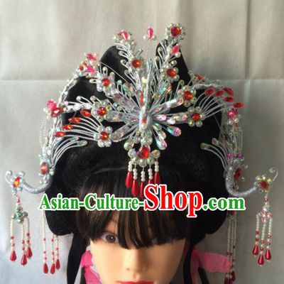 Chinese Beijing Opera Diva Phoenix Coronet Hairpins Traditional Peking Opera Queen Hair Accessories for Women