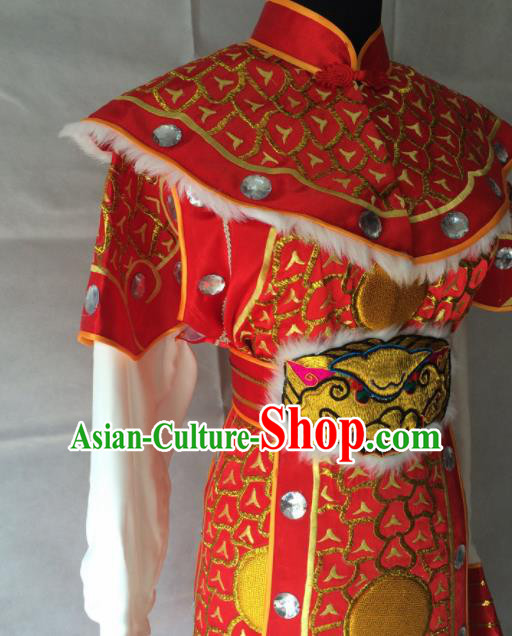 Chinese Beijing Opera Takefu Red Clothing Traditional Peking Opera Soldier Costume for Men Chinese Beijing Opera Takefu Red Clothing Traditional Peking Opera Soldier Costume for Men
