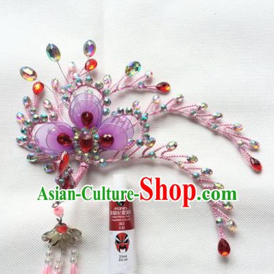 Chinese Beijing Opera Diva Pink Phoenix Hairpins Traditional Peking Opera Princess Hair Accessories for Women