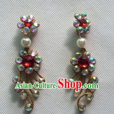 Chinese Beijing Opera Princess Golden Earrings Traditional Peking Opera Diva Jewelry Accessories for Women