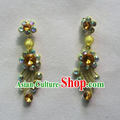Chinese Beijing Opera Princess Yellow Earrings Traditional Peking Opera Diva Jewelry Accessories for Women