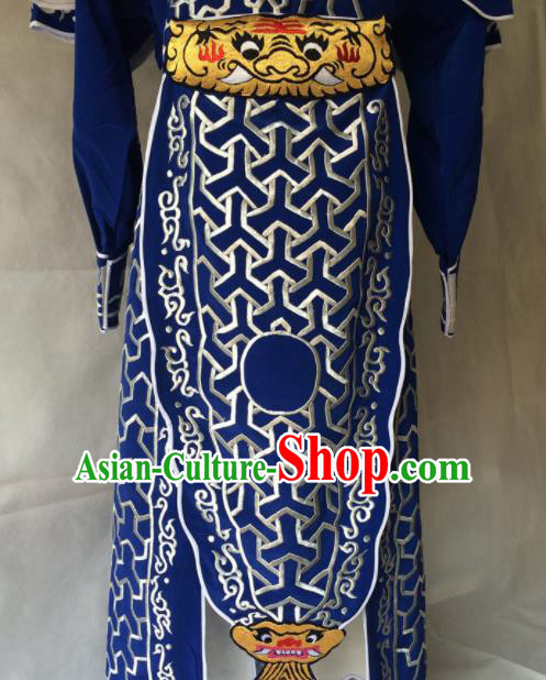Chinese Beijing Opera Takefu Blue Clothing Traditional Peking Opera Soldier Costume for Men Chinese Beijing Opera Takefu Blue Clothing Traditional Peking Opera Soldier Costume for Men