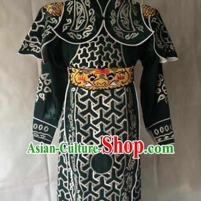 Chinese Beijing Opera Takefu Deep Green Clothing Traditional Peking Opera Soldier Costume for Men