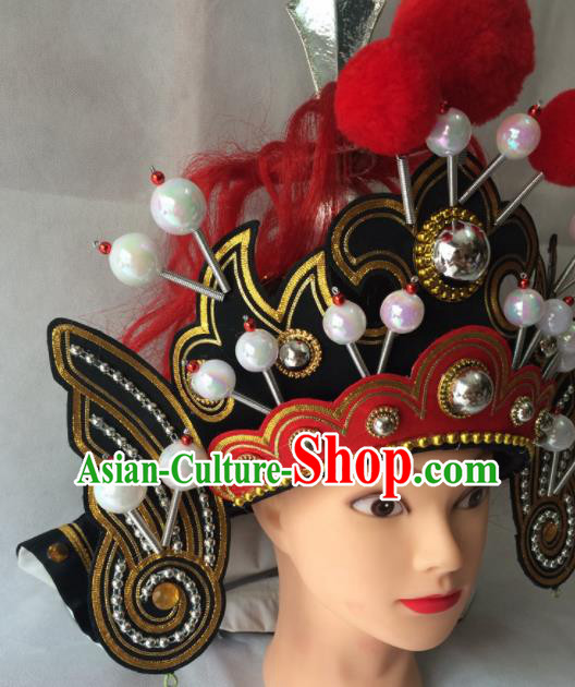 Chinese Beijing Opera General Helmet Hat Traditional Peking Opera Takefu Headwear for Men Chinese Beijing Opera General Helmet Hat Traditional Peking Opera Takefu Headwear for Men