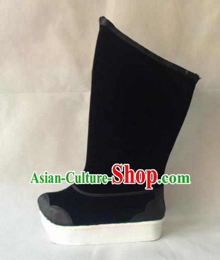 Chinese Beijing Opera Black Boots Traditional Peking Opera Takefu Shoes for Men Chinese Beijing Opera Black Boots Traditional Peking Opera Takefu Shoes for Men