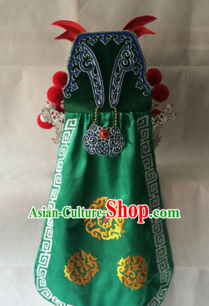 Chinese Beijing Opera General Green Hat Traditional Peking Opera Takefu Headwear for Men Chinese Beijing Opera General Green Hat Traditional Peking Opera Takefu Headwear for Men