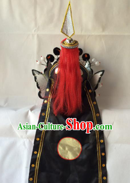 Chinese Beijing Opera General Black Hat Traditional Peking Opera Takefu Headwear for Men Chinese Beijing Opera General Black Hat Traditional Peking Opera Takefu Headwear for Men