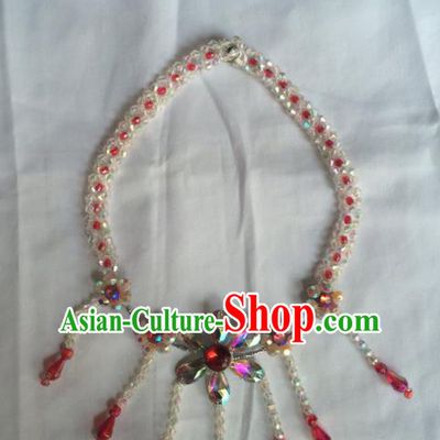 Chinese Beijing Opera Princess Beads Tassel Necklace Traditional Peking Opera Diva Necklet Accessories for Women