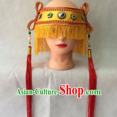 Chinese Beijing Opera Livehand Tassel Hat Traditional Peking Opera Headwear for Men