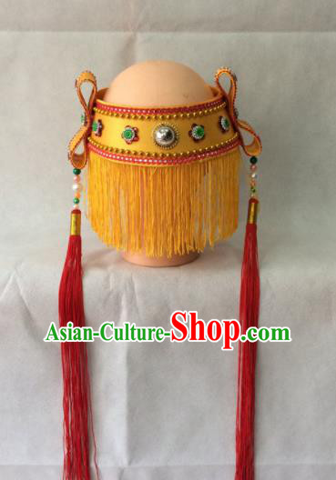 Chinese Beijing Opera Livehand Tassel Hat Traditional Peking Opera Headwear for Men Chinese Beijing Opera Livehand Tassel Hat Traditional Peking Opera Headwear for Men