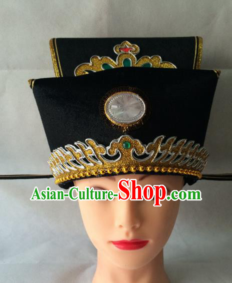 Chinese Beijing Opera Prime Minister Black Hat Traditional Peking Opera Chancellor Headwear for Men Chinese Beijing Opera Prime Minister Black Hat Traditional Peking Opera Chancellor Headwear for Men