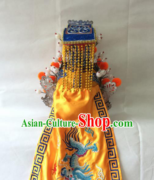 Chinese Beijing Opera Emperor Tassel Hat Traditional Peking Opera Imperator Headwear for Men