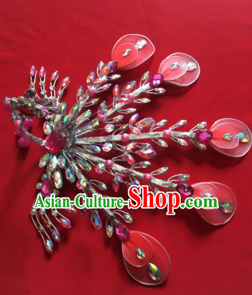 Chinese Beijing Opera Diva Princess Pink Phoenix Hairpins Traditional Peking Opera Hair Accessories for Women Chinese Beijing Opera Diva Princess Pink Phoenix Hairpins Traditional Peking Opera Hair Accessories for Women