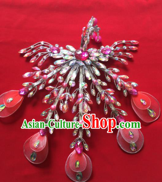 Chinese Beijing Opera Diva Princess Pink Phoenix Hairpins Traditional Peking Opera Hair Accessories for Women Chinese Beijing Opera Diva Princess Pink Phoenix Hairpins Traditional Peking Opera Hair Accessories for Women