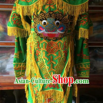 Chinese Beijing Opera General Green Embroidered Clothing Traditional Peking Opera Takefu Costume for Men