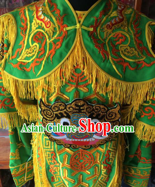 Chinese Beijing Opera General Green Embroidered Clothing Traditional Peking Opera Takefu Costume for Men Chinese Beijing Opera General Green Embroidered Clothing Traditional Peking Opera Takefu Costume for Men