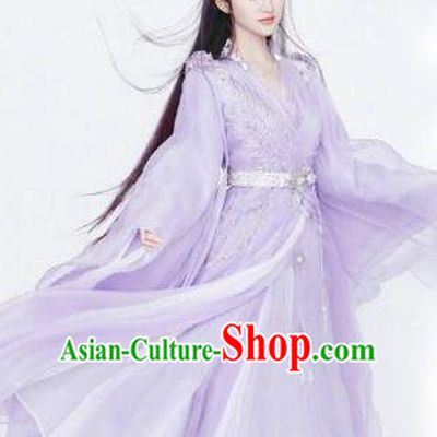 Chinese Ancient Female Swordsman Purple Hanfu Dress Traditional Ming Dynasty Royal Princess Costumes for Women